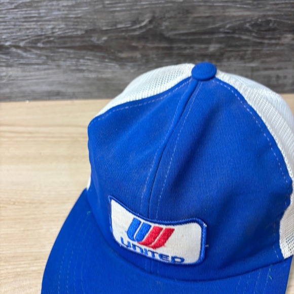 Vintage United Hat Cap Snapback Blue Trucker Patch Logo - Picture 5 of 11